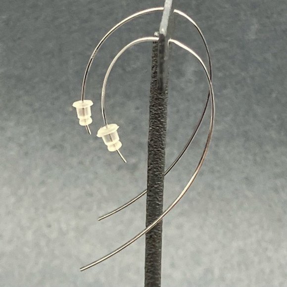 Primrose Threader Earrings Sterling Silver Pierced Curl Curved - Picture 4 of 6